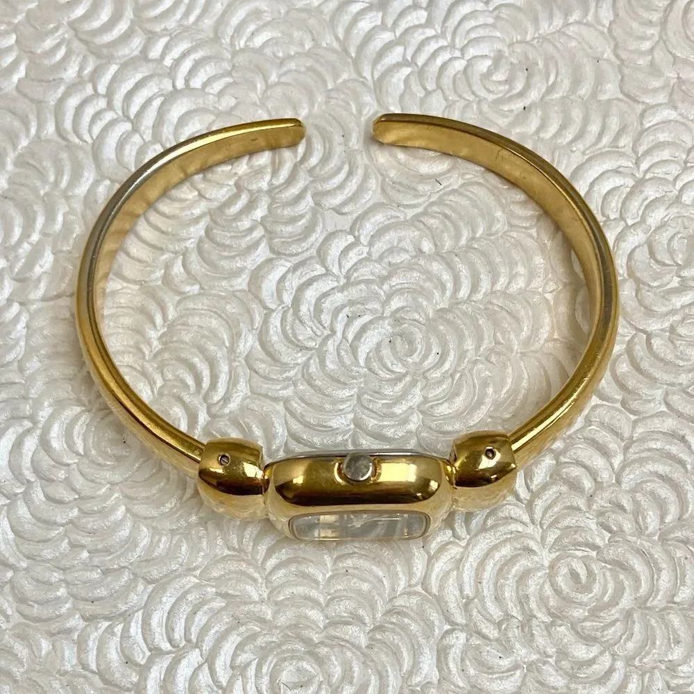 Vintage Gruen Precision Swiss Parts Diamond Accented Dial Hinged Bangle Watch
